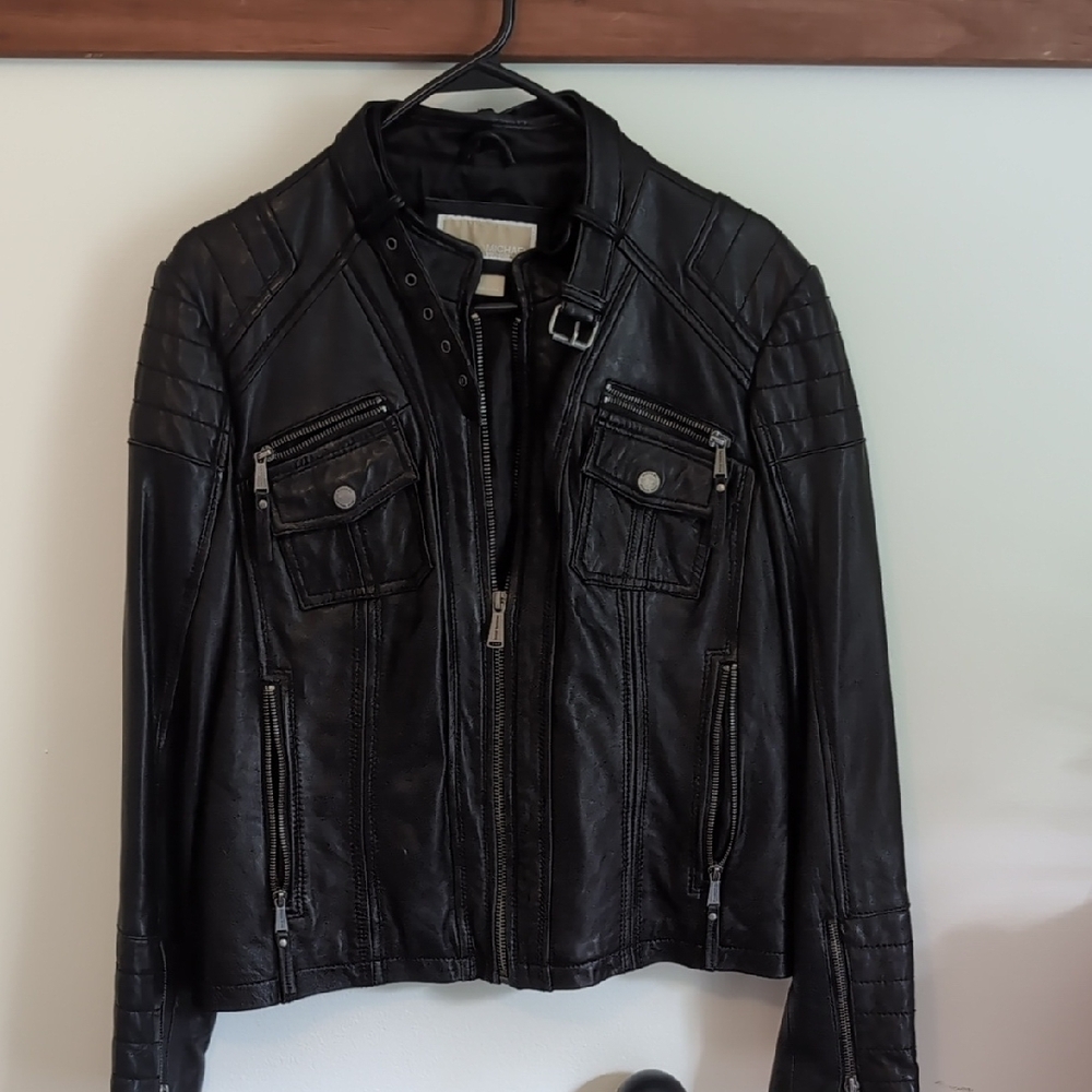 MICHAEL Michael Kors Black Leather Moto Jacket